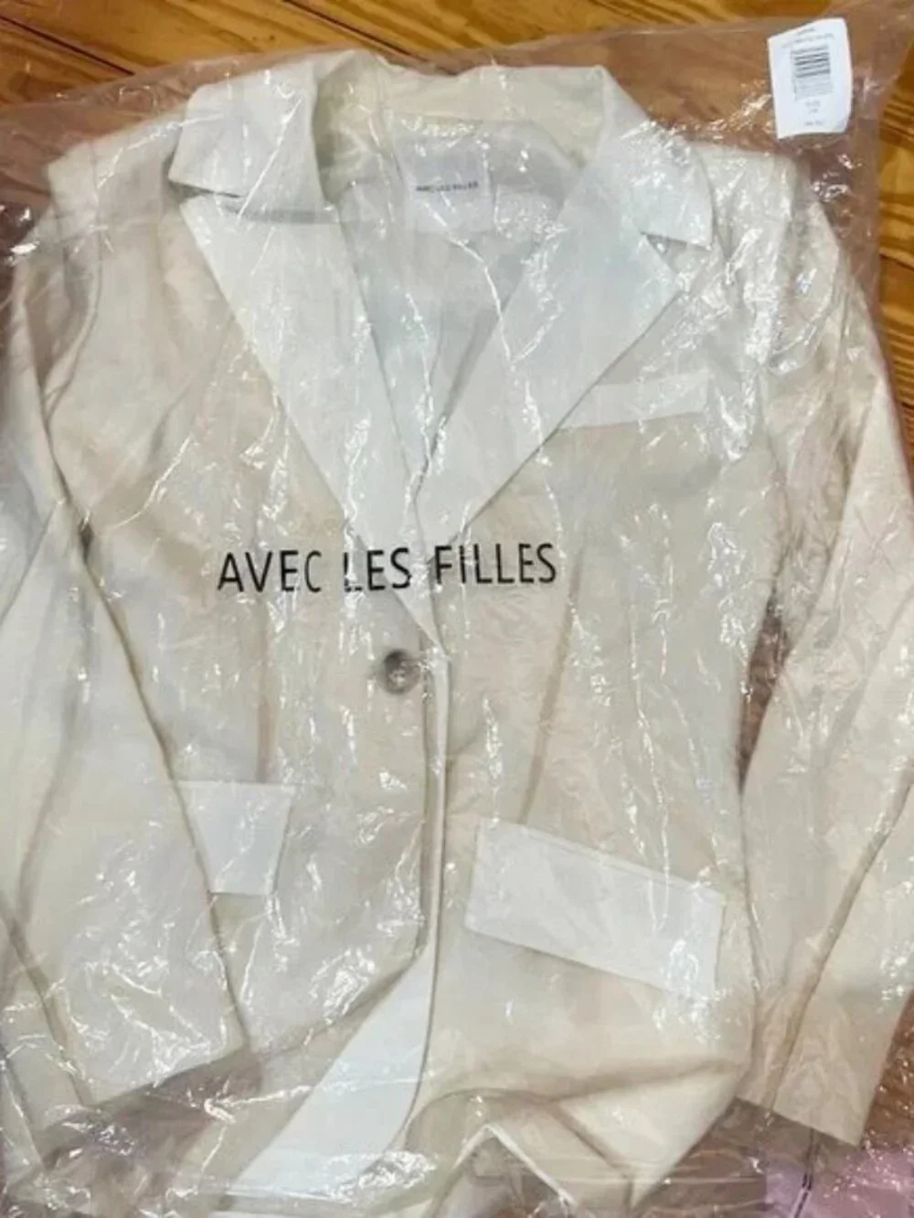 New Avec Les Filles Organza Layered Blazer White Taupe XS - Picture 6 of 7